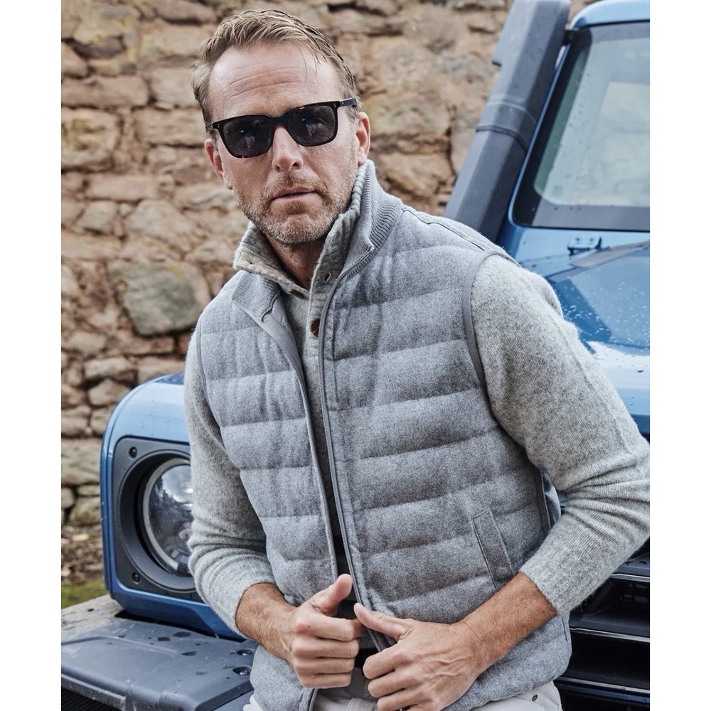 Collars & Co. Men's Large Regent Reversible Quilted Wool‎ Vest Gray Golf NEW